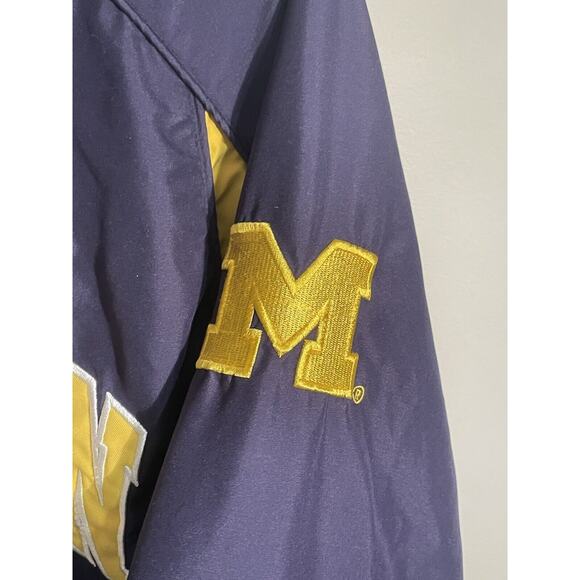 Vintage Michigan Wolverines Jacket Sz XXL Fleece lined Windbreaker Starter 90s - Picture 3 of 14